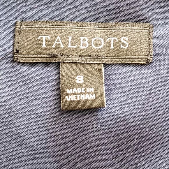 Talbots Paisley Shift Dress Womens Sz 8 Navy Blue Colorful Sleeveless Split Neck - Picture 6 of 8